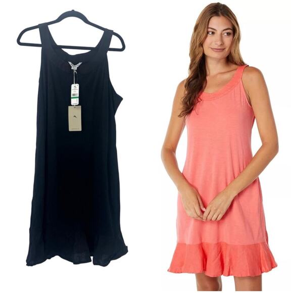 Tommy Bahama Black Marina Slub Short Sleeveless Dress Women’s Size L NWT - Picture 1 of 11
